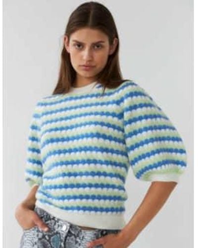Stella Nova Wave Stripe Sweater Green Xs - Blue