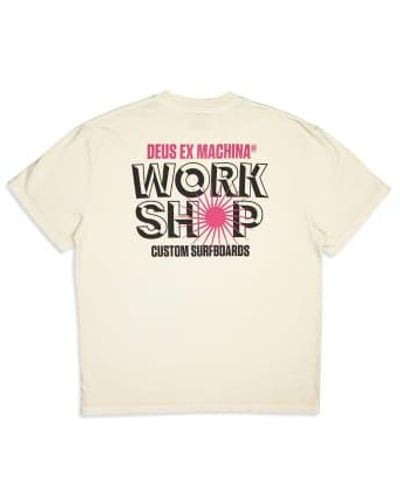 Deus Ex Machina Surf Shop Short Sleeved T Shirt Dirty - Bianco