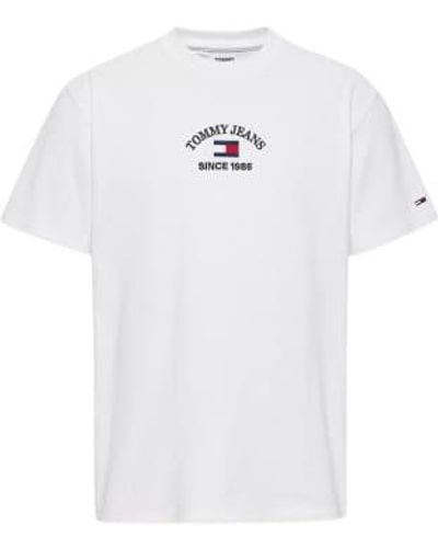 Tommy Hilfiger Tommy Jeans Timeless Flocked Flag T Shirt - Bianco