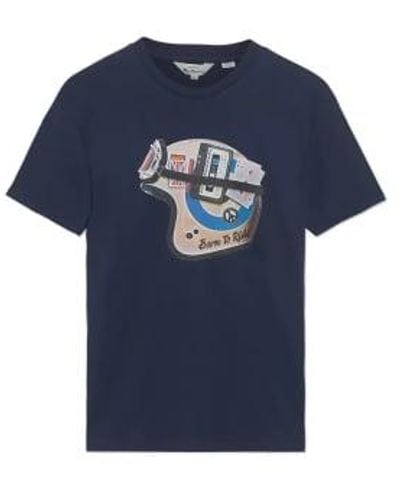 Ben Sherman T-Shirt mit Mod-Helmaufdruck - Blau