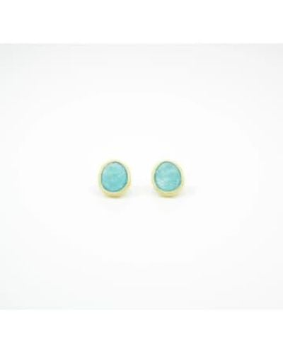 Schmuckoo 18K Plated Brass Ear Pins Aqua Jade - Blu