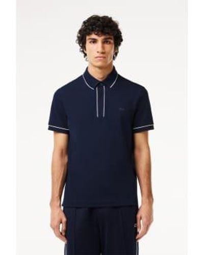 Lacoste Smart Paris Stretch Cotton Contrast Trim Polo Shirt 5 - Blue