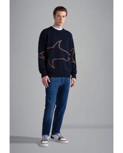 Paul & Shark Paul And Shark Paul And Shark Mens Cool Touch Knitted Sweatshirt - Blu