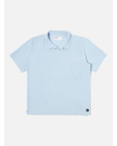 Universal Works 30727 Vacation Polo In Light Weight Terry Sky - Blu