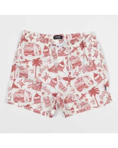 Only & Sons Nur & sons graphic swim shorts in rot & creme