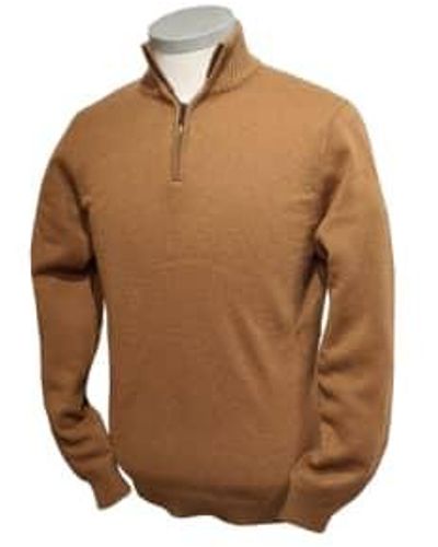FILIPPO DE LAURENTIIS Caramel & Cashmere 1/4 Zip Neck Sweater Mz3mlwc7r 090 50 - Brown