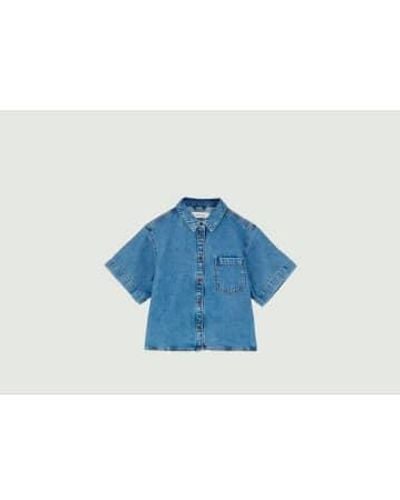 Skall Studio Augusta Short-sleeved Denim Shirt 36 - Blue