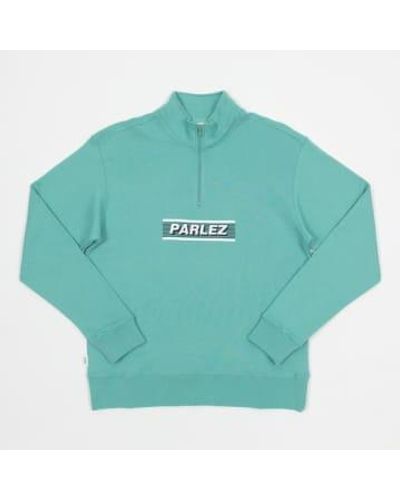 Parlez Salton Quarter Zip Sweatshirt In Dusty Blue M - Green