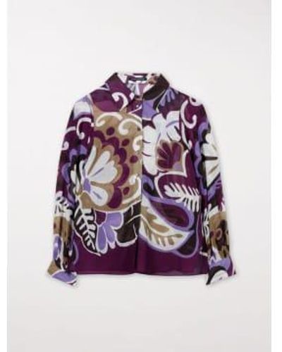 Luisa Cerano Blouse With Floral Print Multi Uk 10 - Purple