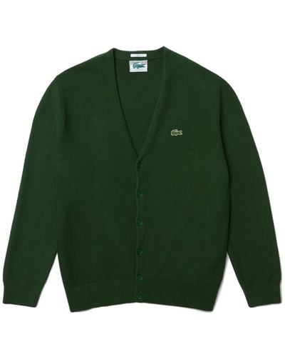 Lacoste Unisex New Classic Buttoned Cotton Blend Cardigan Green 132