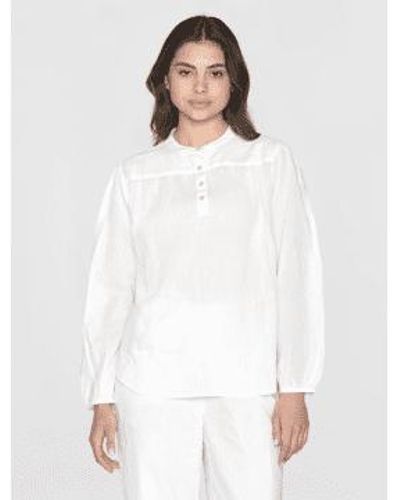 Knowledge Cotton 2090039 Shape Stripe Structure Shirt Egret - Blanc