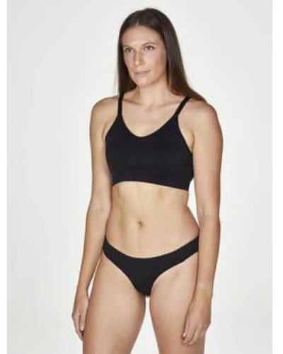 Thought Recycled Nylon Seamless Thong L - Black