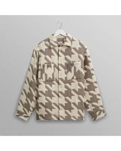 Wax London Whiting Overshirt Houndstooth Quilt Ecru S - Multicolour