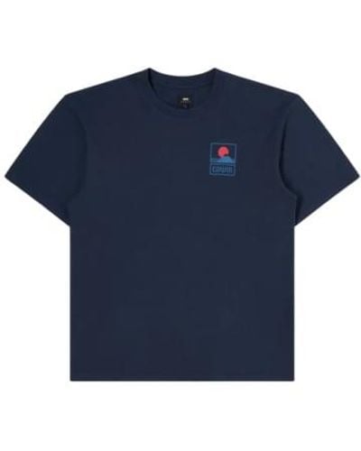 Edwin Sunset On Mt Fuji T-shirt Navy Blazer Garment Washed M - Blue