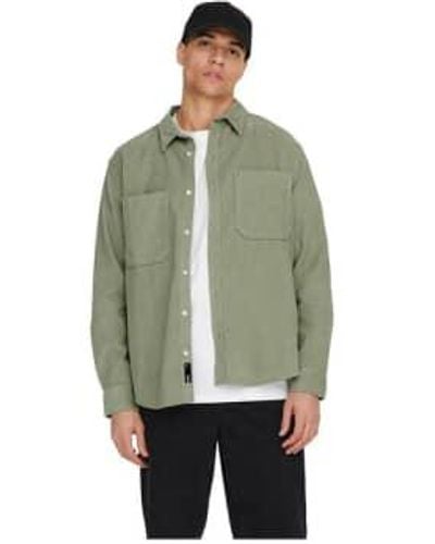 Only & Sons Only And Sons Cord Over Shirt In - Verde