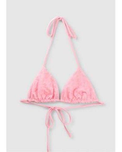 Frankie's Bikinis Top de bikini de tiras con ojales tia en rosa |