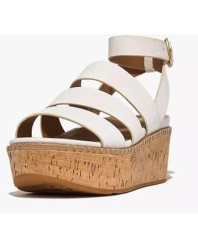 Fitflop Eloise Leather/cork Strappy Wedge Sandal Urban 4 - Brown