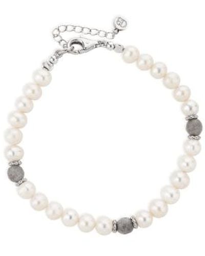 Claudia Bradby Pearl Bracelet With 3 Labradorite Beads - Metallizzato