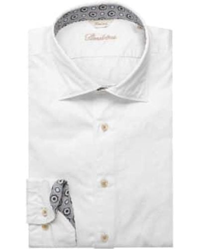 Stenströms Casual Slimline Fit Shirt With Contrast Details 7747210526000 - Bianco