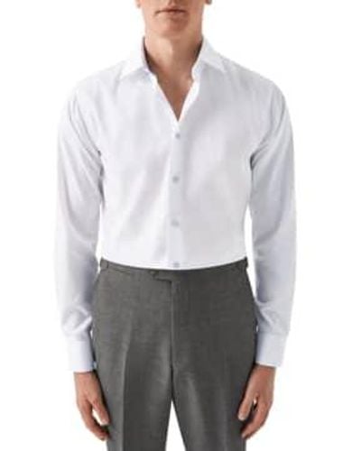 Eton Slim Fit Signature Twill Cotton Shirt With Geometric Trim 10001109300 - Grigio
