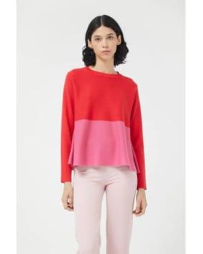 Compañía Fantástica Pull en tricot color block - Rouge