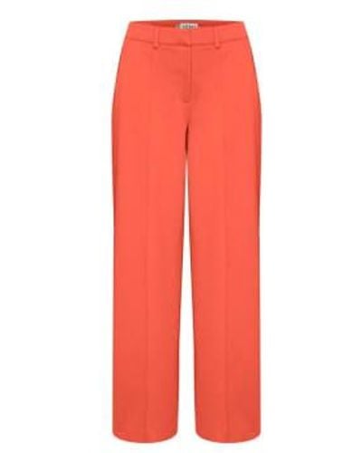 Ichi Kate Office Long Wide Trousers - Red