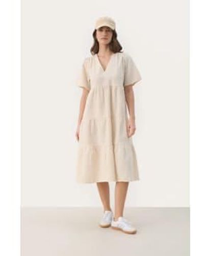Part Two Pam Cotton Dress In Pearled Ivory - Bianco