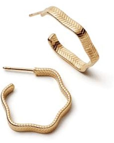 Daisy London 23mm Plated Wavy Snake Hoop Earrings / - Metallic