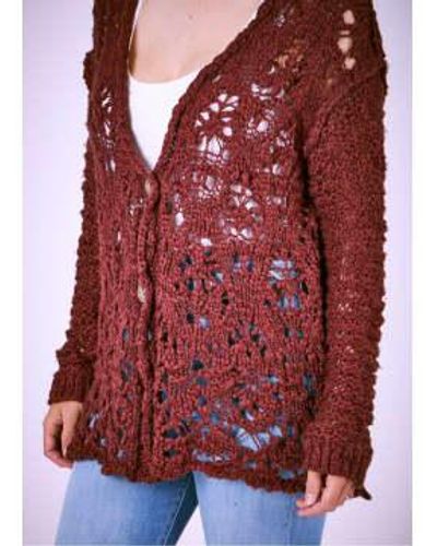 Free People S Imelda Open Knit Cardigan - Red