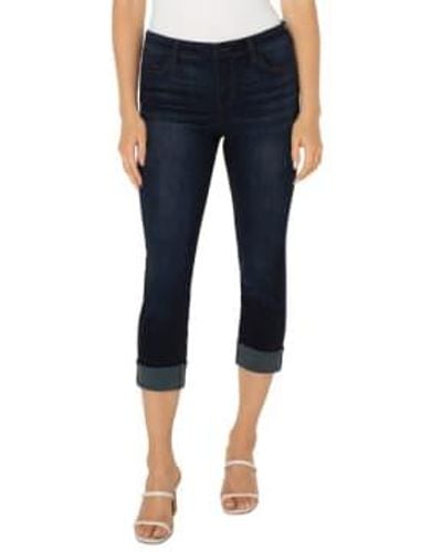Liverpool Jeans Company Dark Destiny Charlie Crop With Wide Rolled Cuff Skinny Jeans - Blu