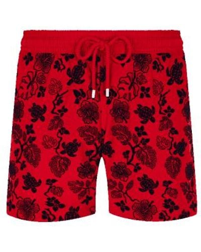 Vilebrequin Mahina Swin Short Ultra-light & Packable Tortues Flocked Peppers Red S
