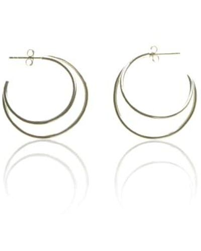 CollardManson 925 Double Circle Crescent Earrings - Metallic
