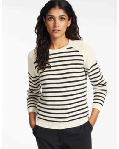 Cefinn Drew Sweater Cream Black Stripe L - Gray