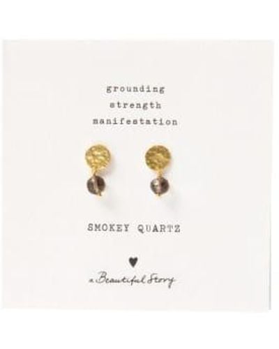 A Beautiful Story Aw30818 Mini Coin Smokey Quartz Gp Earrings One Size - White