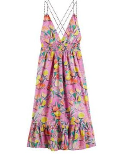 Scotch & Soda Scotch And Soda Multi Smocked Midi Strap Dress - Rosa