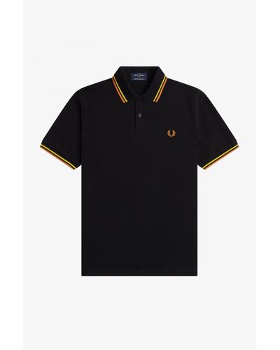Fred Perry Black Cyber Yellow Cyber Orange Made In England Polo Shirt