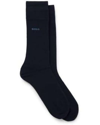 BOSS 2 Pack Of Bamboo Touch Socks In Stretch Yarns In Dark 50491196 401 - Blu