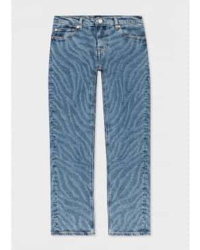 Paul Smith Tiger Graphic Straight Leg Jeans Size: 30, Col: Multicolour - Blue