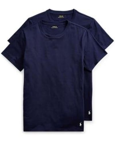 Ralph Lauren Pack von 2 dunkelblauen Klassiker -Crew -Unterhemd