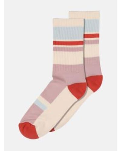mpDenmark Sofi Ankle Socks Silver Pink 37-39 - Red