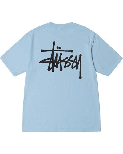 Stussy T-shirt teint pigment basique bleu ciel