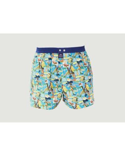 McAlson Printed Cotton Boxer Shorts With Vacation Theme L - Blue