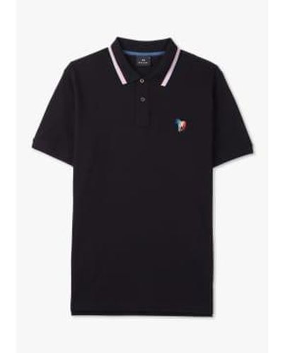 Paul Smith Mens Regular Fit Zebra Embroidery Polo Shirt In - Nero