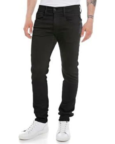 Replay Jet Ever Dark Hyperflex Re Anbass Slim Tapered Jeans 30/30 - Black