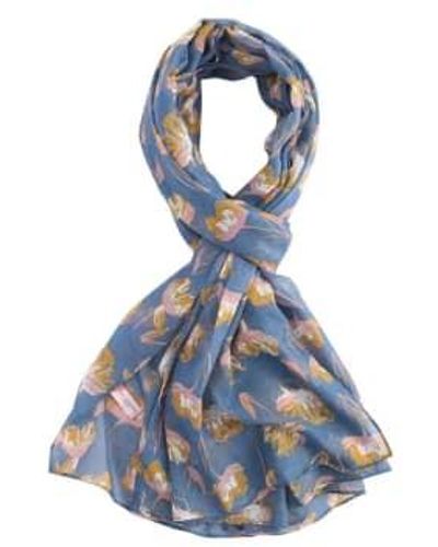 Miss Sparrow Sf031 Open Tulips Scarf - Blue