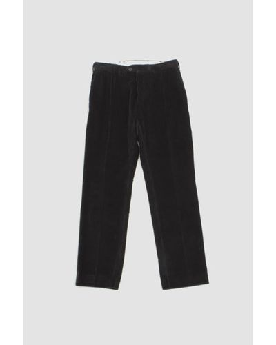 A Kind Of Guise Relaxed Tailored Trousers Navy Corduroy - Black