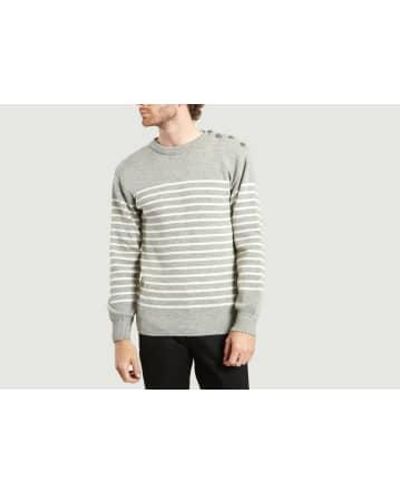 Armor Lux And White Heritage Striped Sweater S - Gray