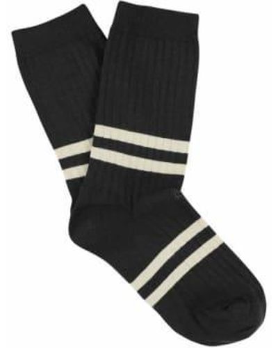 Escuyer Off ecru stripes socks - Noir