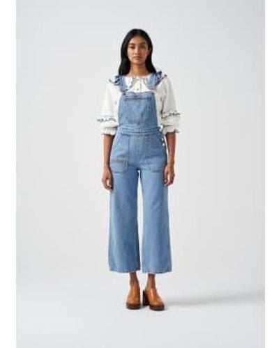 seventy + mochi Elodie Frill Overalls Rodeo Vintage 10 - Blue