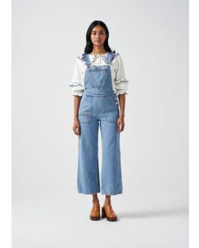 seventy + mochi Elodie Frill Overalls Rodeo Vintage 8 - Blue
